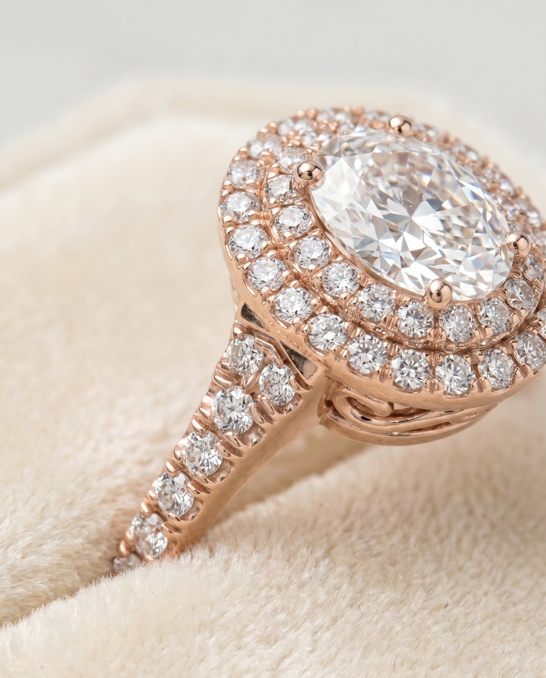 14K Rose Gold band of The Britney oval engagement ring setting | RockHer