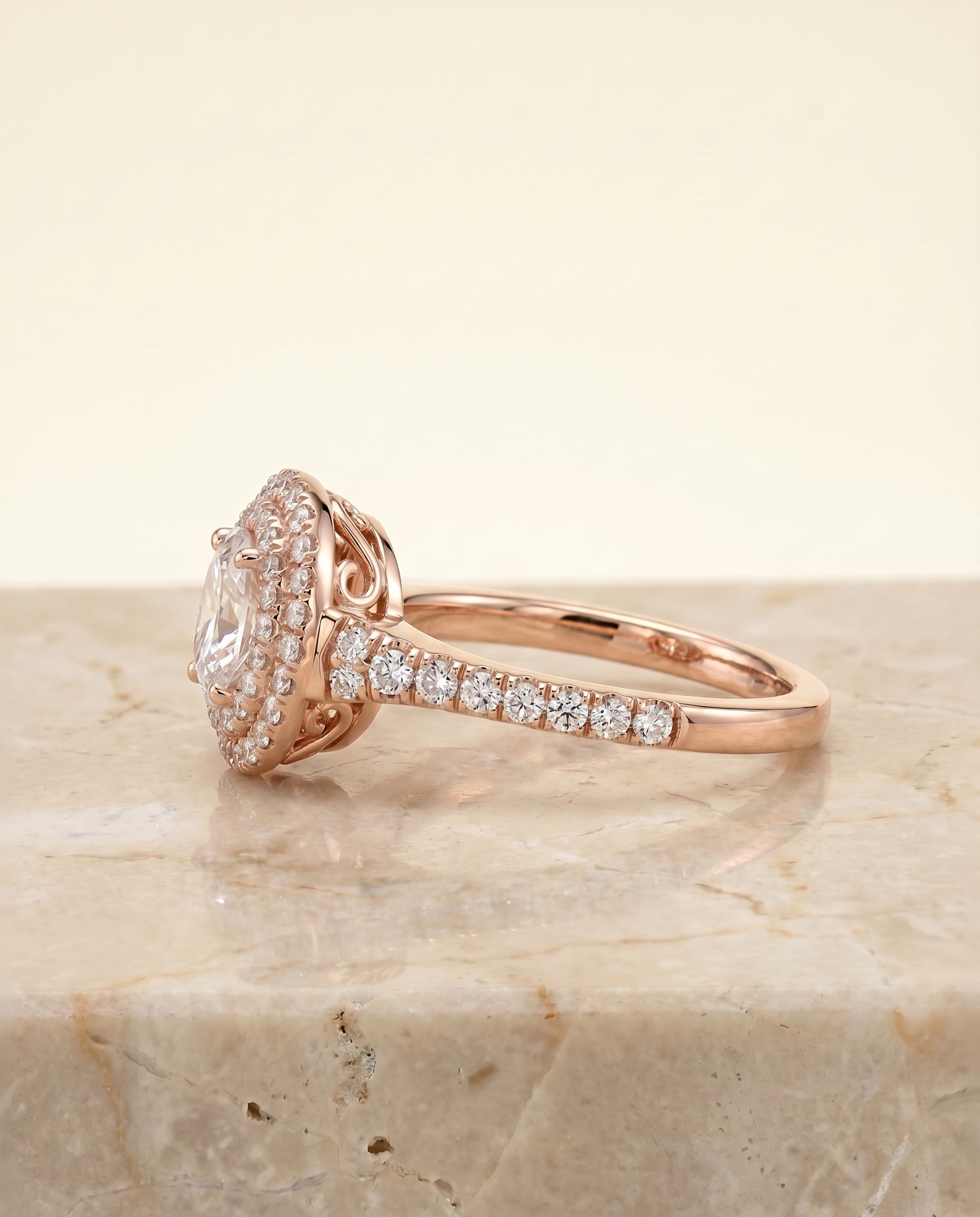 The Britney setting for oval diamonds, made to order in 14K Rose Gold | RockHer