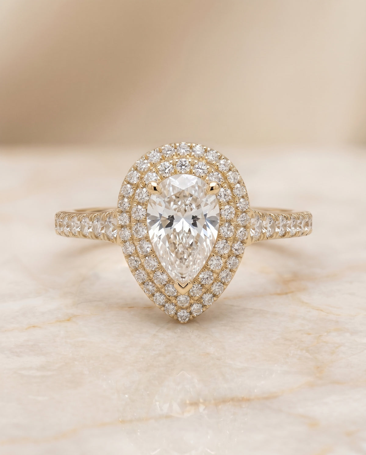 The Britney pear engagement ring setting in 18K Yellow Gold | RockHer