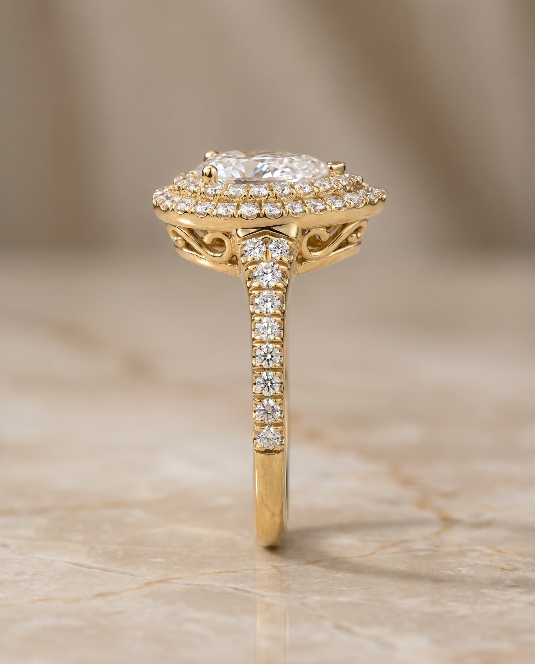 The Britney setting for pear diamonds, made to order in 18K Yellow Gold | RockHer