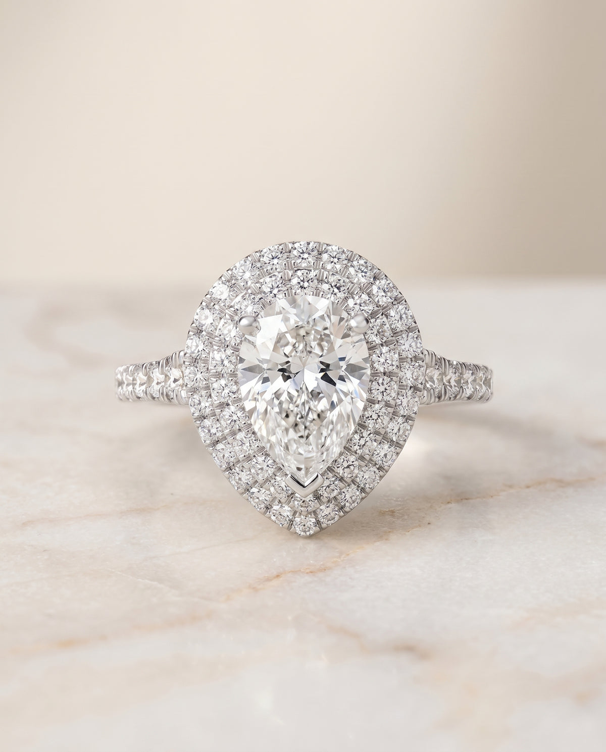 The Britney pear engagement ring setting in Platinum | RockHer