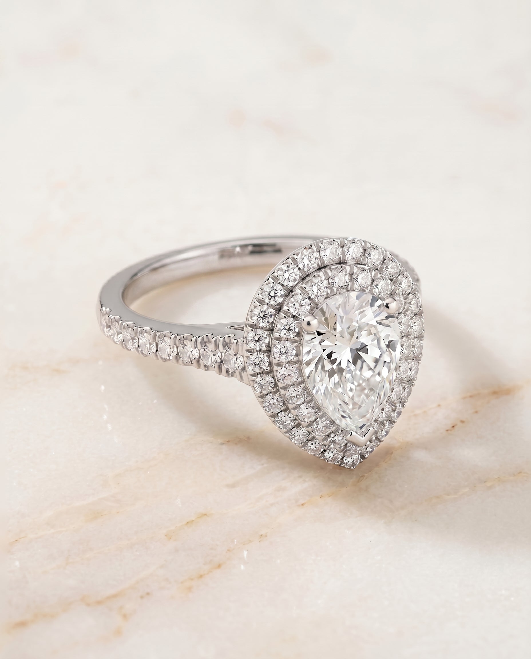 The Britney setting for pear diamonds, made to order in Platinum | RockHer