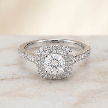 The Britney Double Halo Round Engagement Ring Setting in Platinum