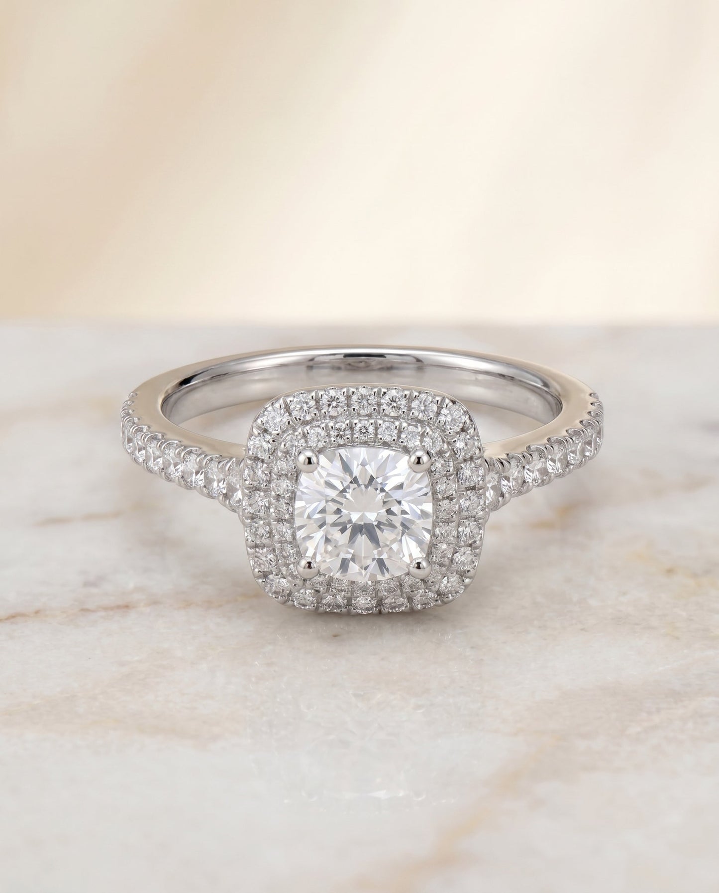 The Britney Select Halo Engagement Ring with Lab Diamond in 18K White Gold - view 1