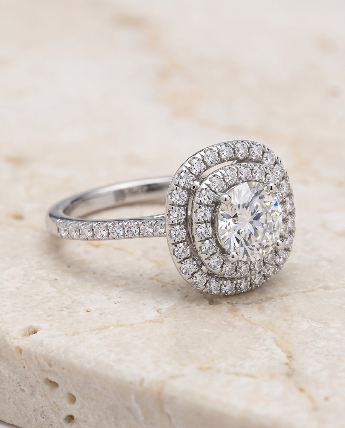 The Cadence Double Halo Round Engagement Ring Setting in Platinum