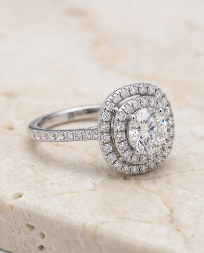 The Cadence Double Halo Round Engagement Ring Setting in Platinum