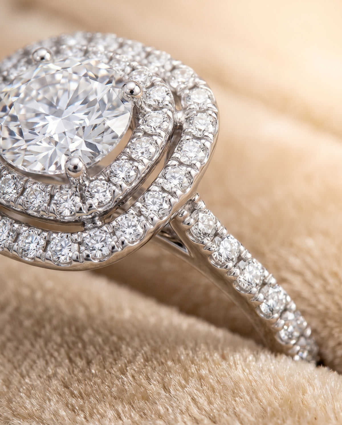 The Cadence Double Halo Round Engagement Ring Setting in Platinum