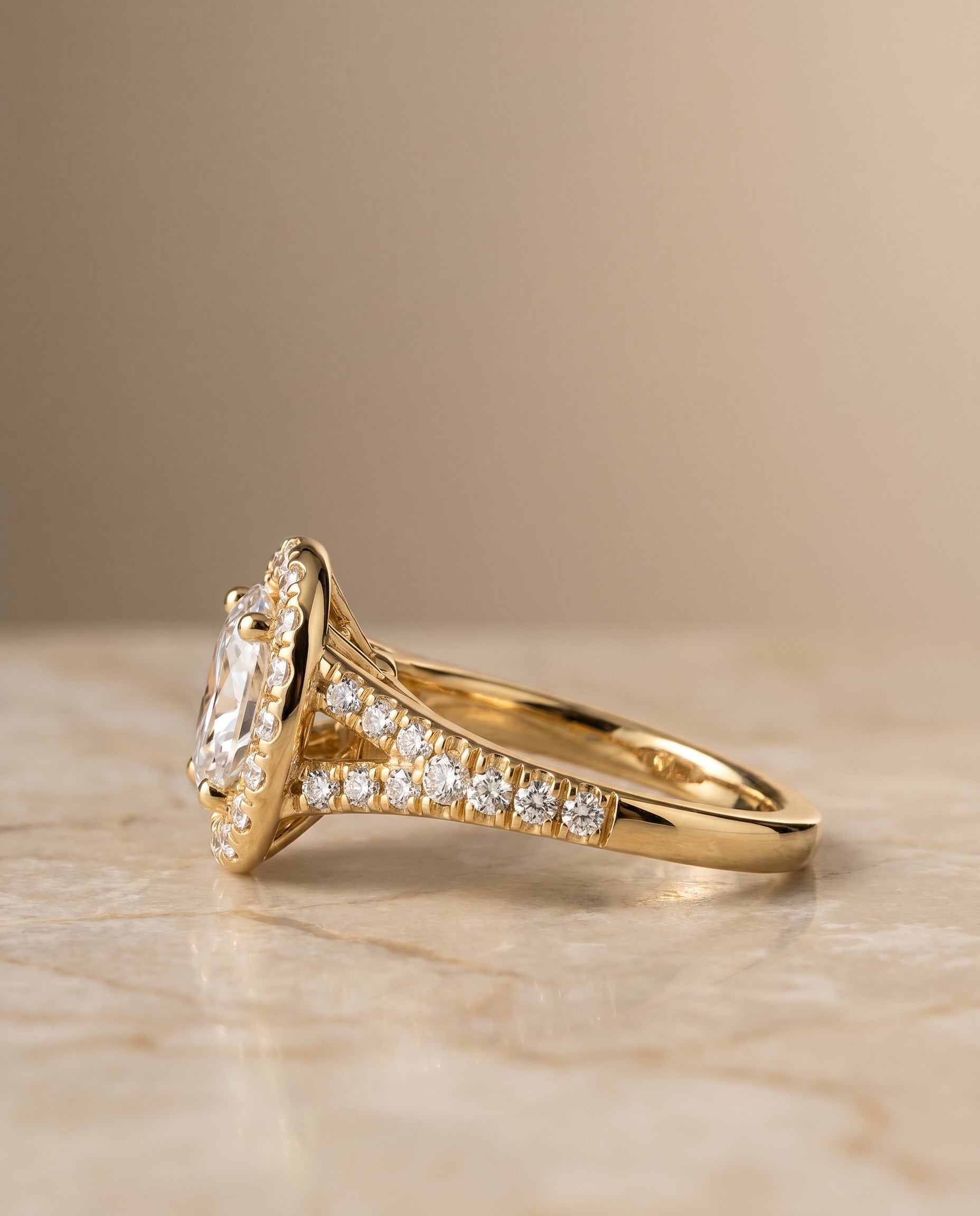 The Calliope setting for oval diamonds, made to order in 18K Yellow Gold | RockHer