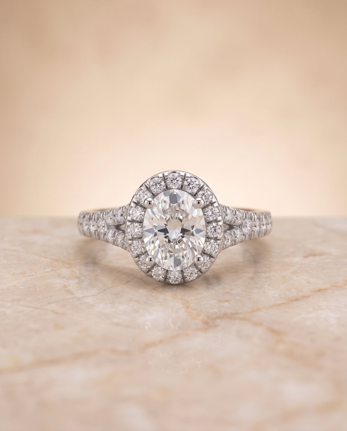 The Calliope oval engagement ring setting in Platinum | RockHer