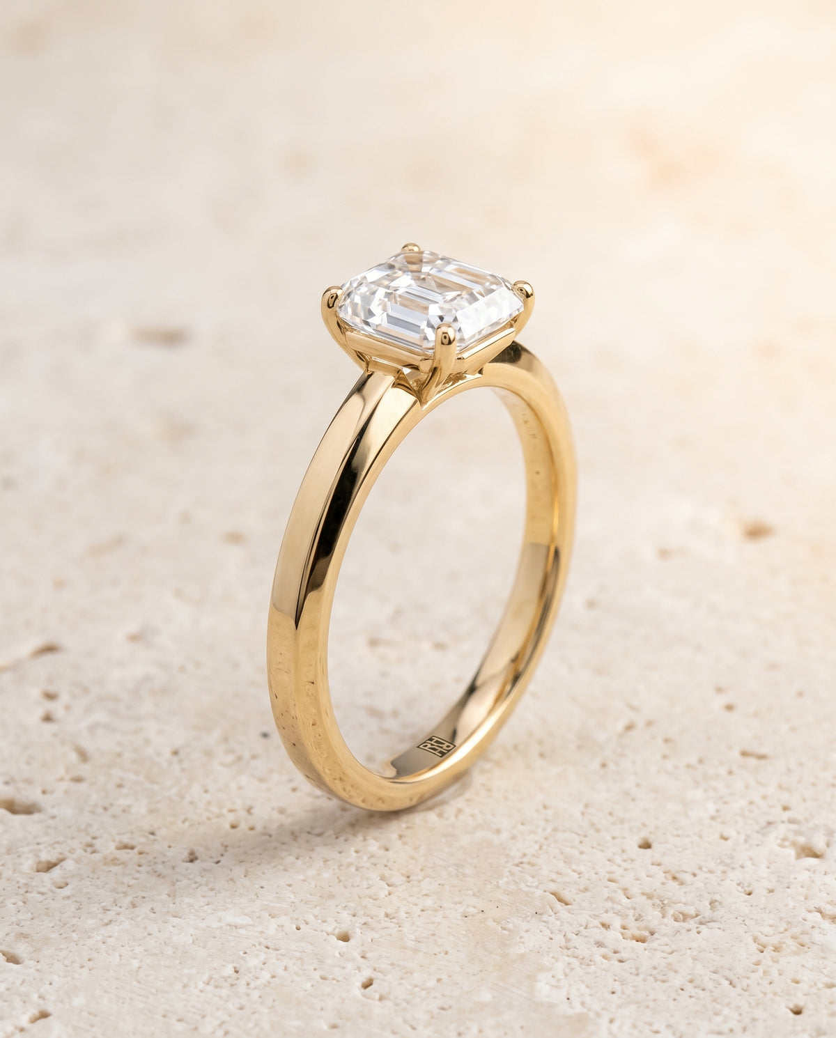 Asscher engagement ring setting in 18K Yellow Gold, Carmen Beveled Edge Comfort Fit Solitaire Asscher Cut, alternate view | RockHer