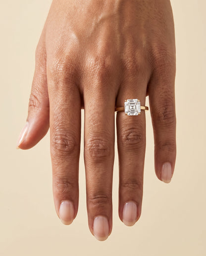 Asscher engagement ring setting in 18K Yellow Gold, Carmen Beveled Edge Comfort Fit Solitaire Asscher Cut, alternate view | RockHer