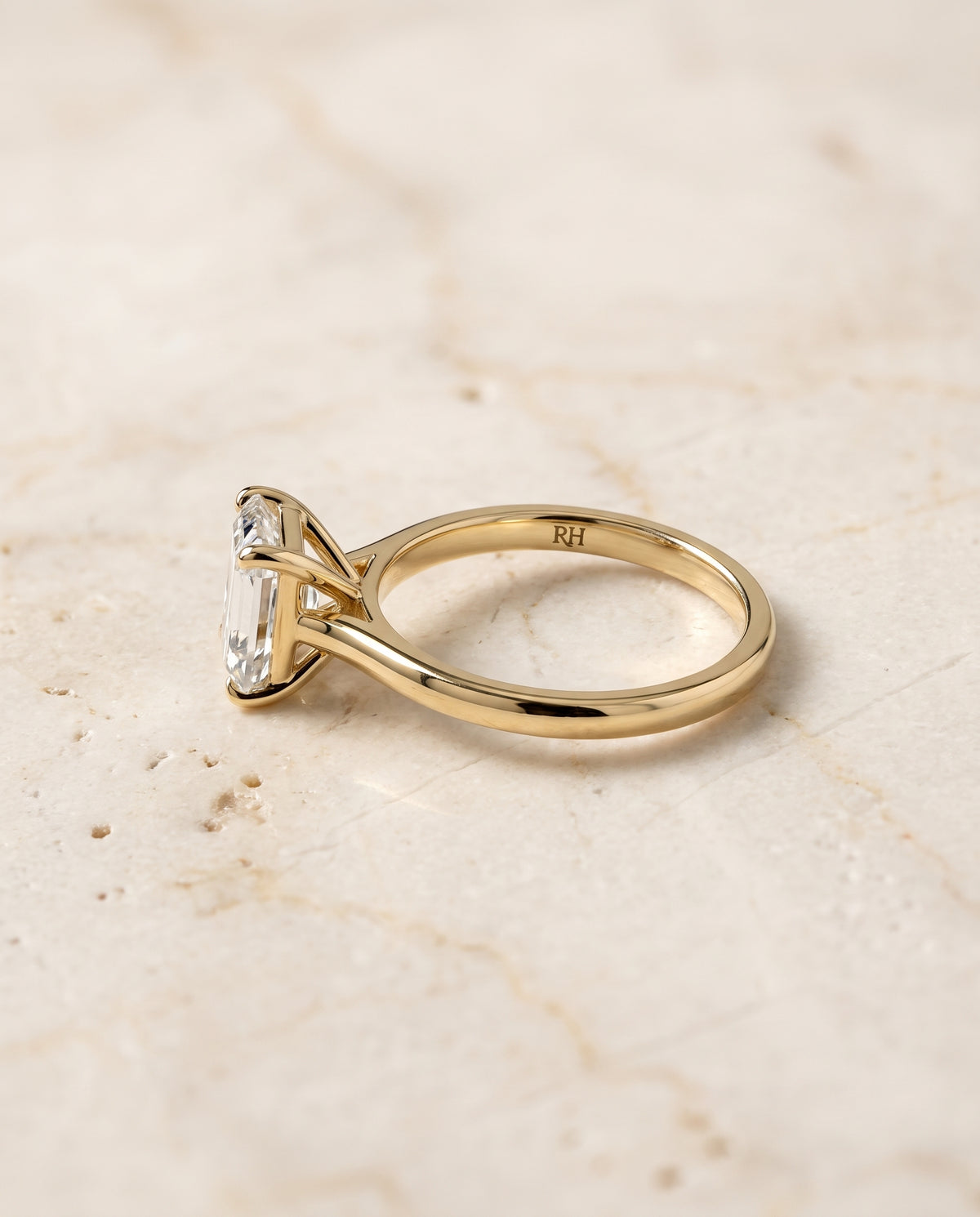 Asscher engagement ring setting in 18K Yellow Gold, Carmen Beveled Edge Comfort Fit Solitaire Asscher Cut, alternate view | RockHer