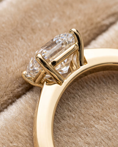 Asscher engagement ring setting in 18K Yellow Gold, Carmen Beveled Edge Comfort Fit Solitaire Asscher Cut, alternate view | RockHer
