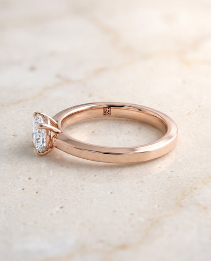 The Carmen Beveled Edge Comfort Fit Solitaire Cushion Cut Engagement Ring Setting in 14K Rose Gold