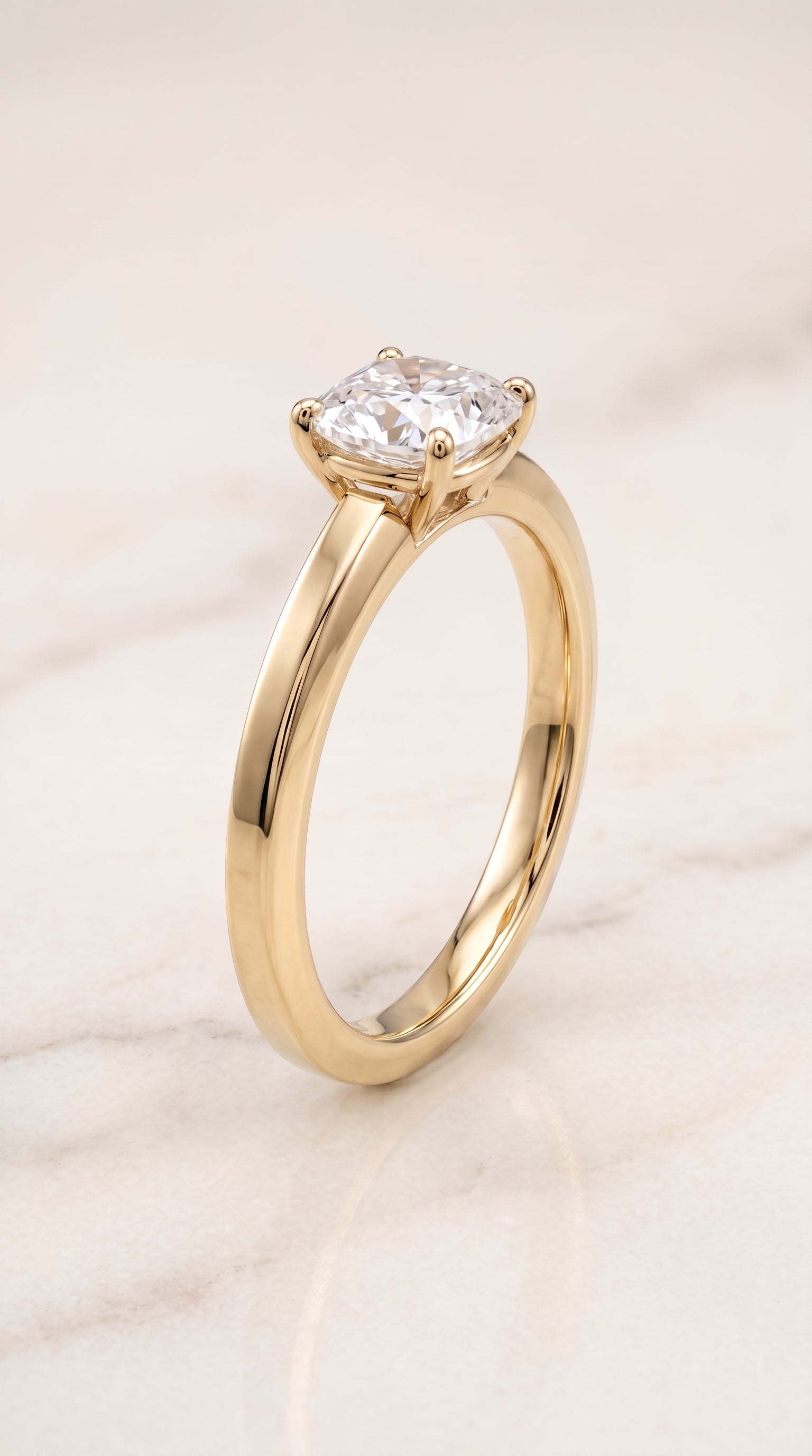 The Carmen setting for cushion diamonds, made to order in 18K Yellow Gold | RockHer