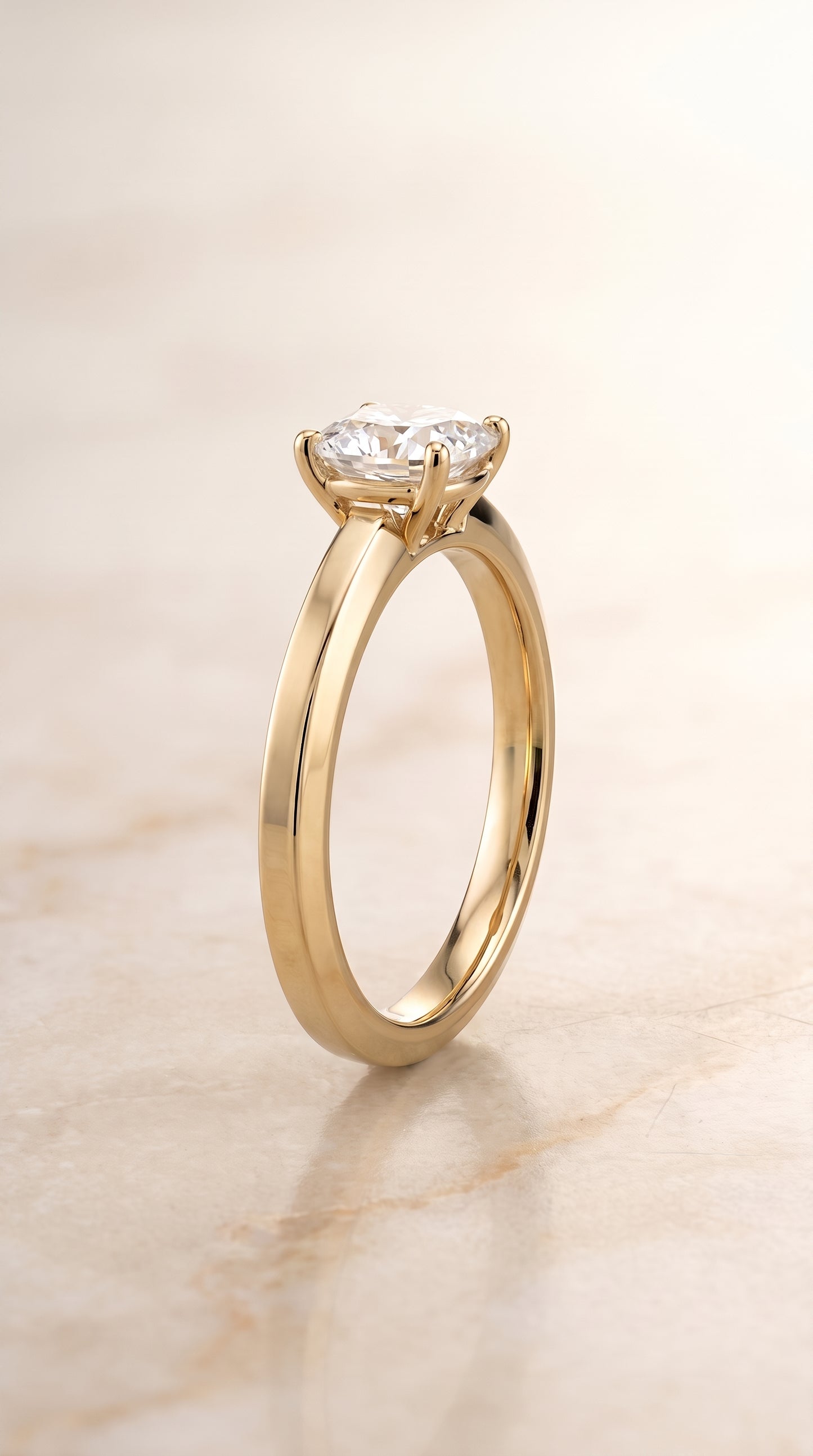 The Carmen Beveled Edge Comfort Fit Solitaire Cushion Cut Engagement Ring Setting in 18K Yellow Gold