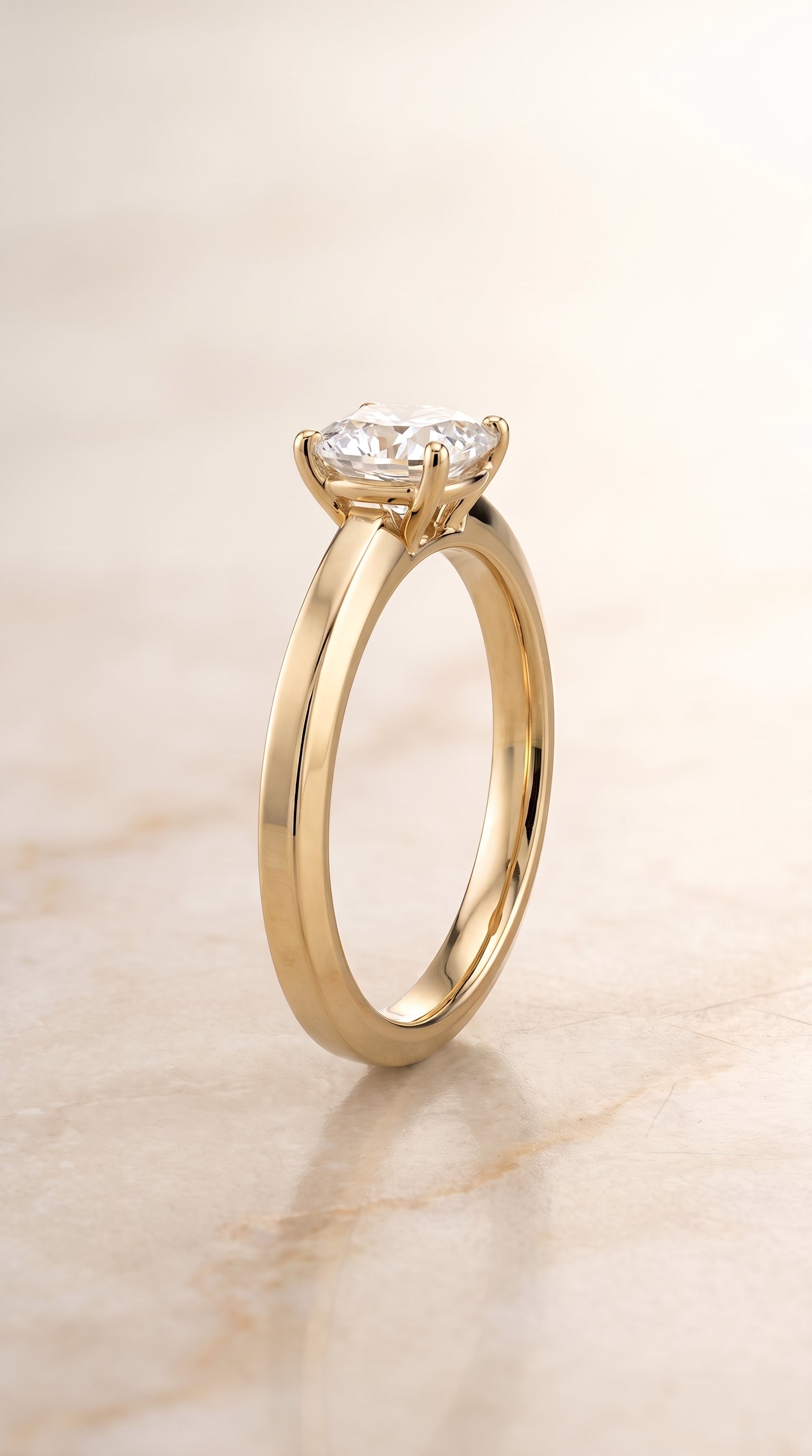 Beveled Edge Comfort Fit Solitaire Cut styling on The Carmen cushion engagement ring setting | RockHer