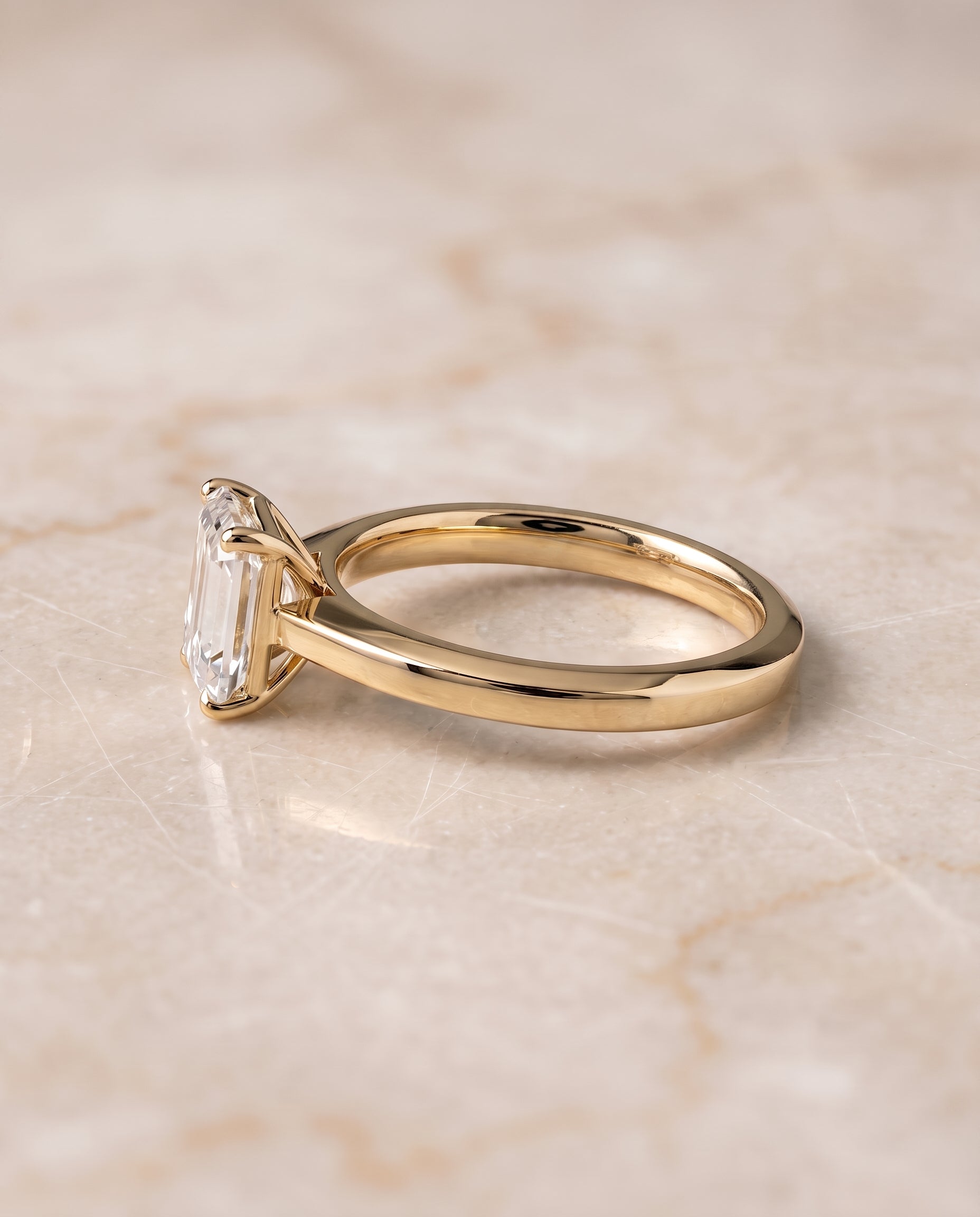 The Carmen setting for emerald diamonds, made to order in 18K Yellow Gold | RockHer