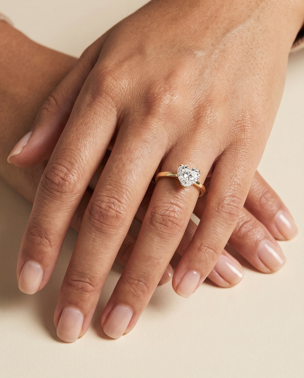 The Carmen Beveled Edge Comfort Fit Solitaire Heart Engagement Ring Setting in 18K Yellow Gold