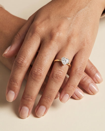 The Carmen Beveled Edge Comfort Fit Solitaire Heart Engagement Ring Setting in 18K Yellow Gold