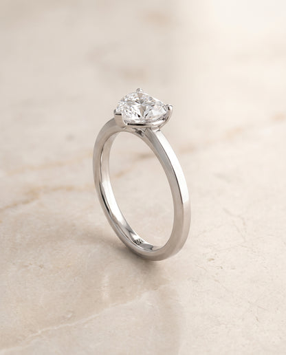 The Carmen Beveled Edge Comfort Fit Solitaire Heart Engagement Ring Setting in Platinum