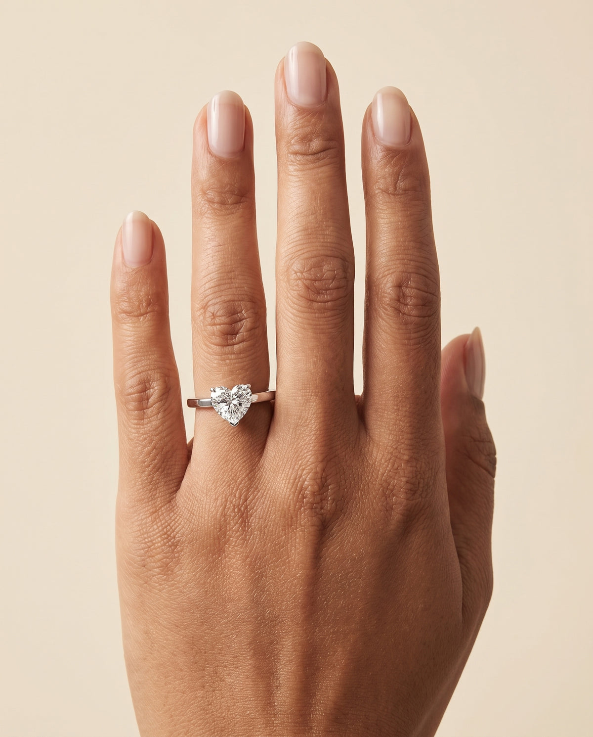 The Carmen Beveled Edge Comfort Fit Solitaire Heart Engagement Ring Setting in Platinum