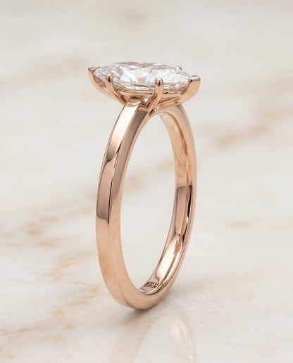 Marquise engagement ring setting in 14K Rose Gold, Carmen Beveled Edge Comfort Fit Solitaire Marquise, alternate view | RockHer