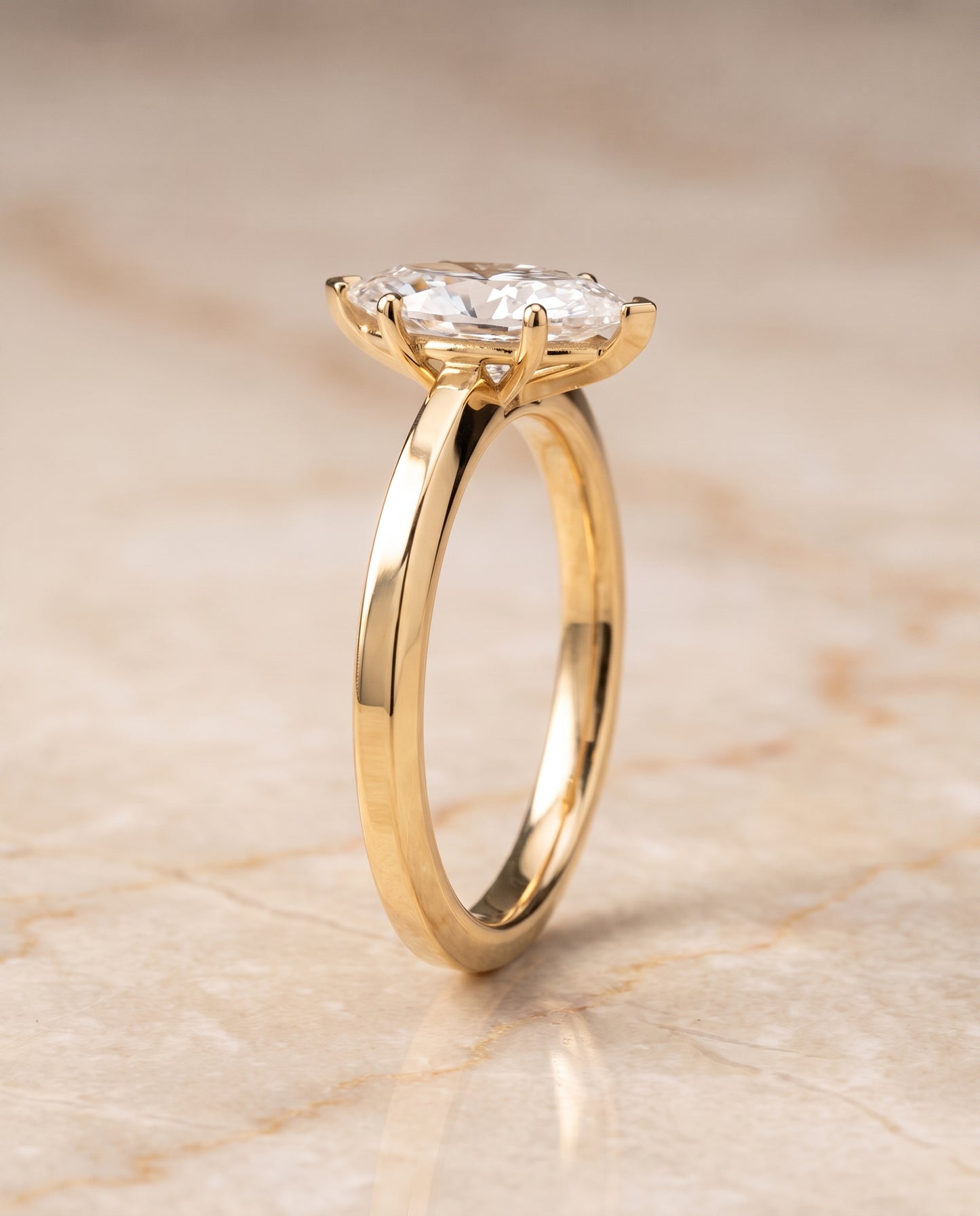The Carmen Beveled Edge Comfort Fit Solitaire Marquise Engagement Ring Setting in 18K Yellow Gold