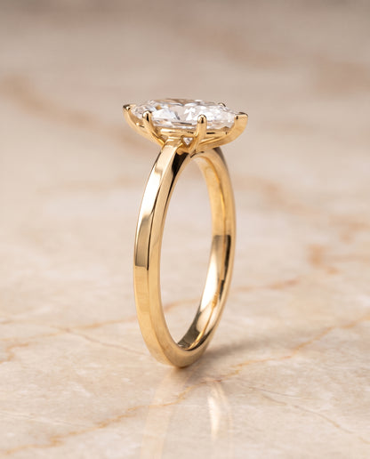 The Carmen Beveled Edge Comfort Fit Solitaire Marquise Engagement Ring Setting in 18K Yellow Gold