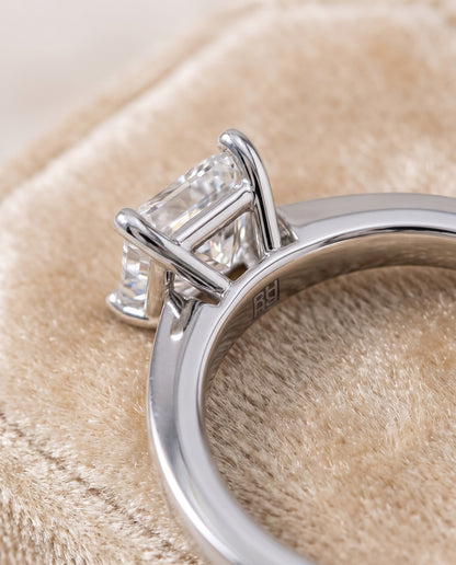 The Carmen Beveled Edge Comfort Fit Solitaire Princess Cut Engagement Ring Setting in Platinum