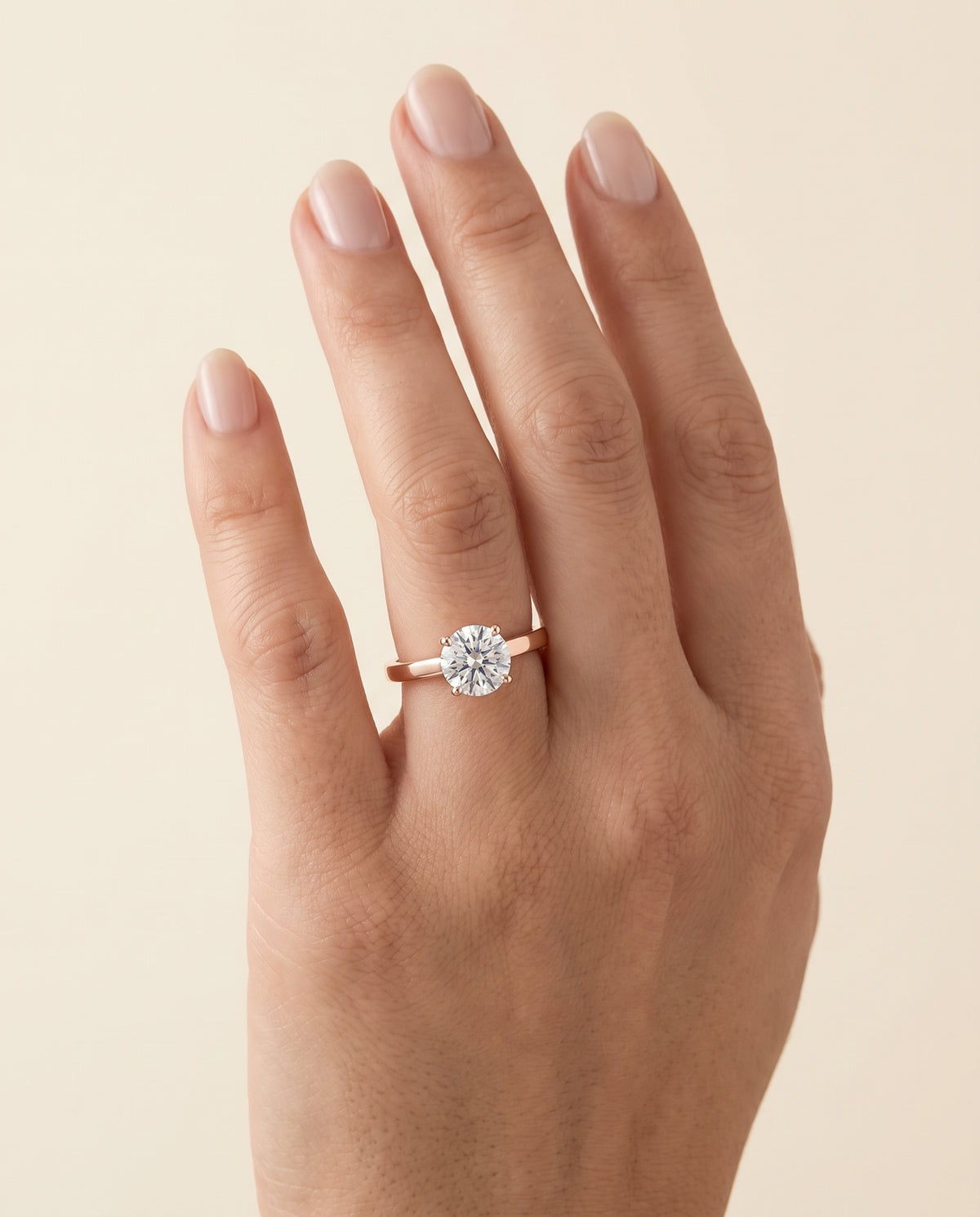The Carmen Beveled Edge Comfort Fit Solitaire Round Engagement Ring Setting in 14K Rose Gold