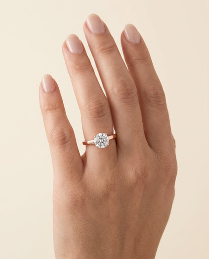 The Carmen Beveled Edge Comfort Fit Solitaire Round Engagement Ring Setting in 14K Rose Gold