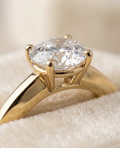 The Carmen Beveled Edge Comfort Fit Solitaire Round Engagement Ring Setting in 18K Yellow Gold
