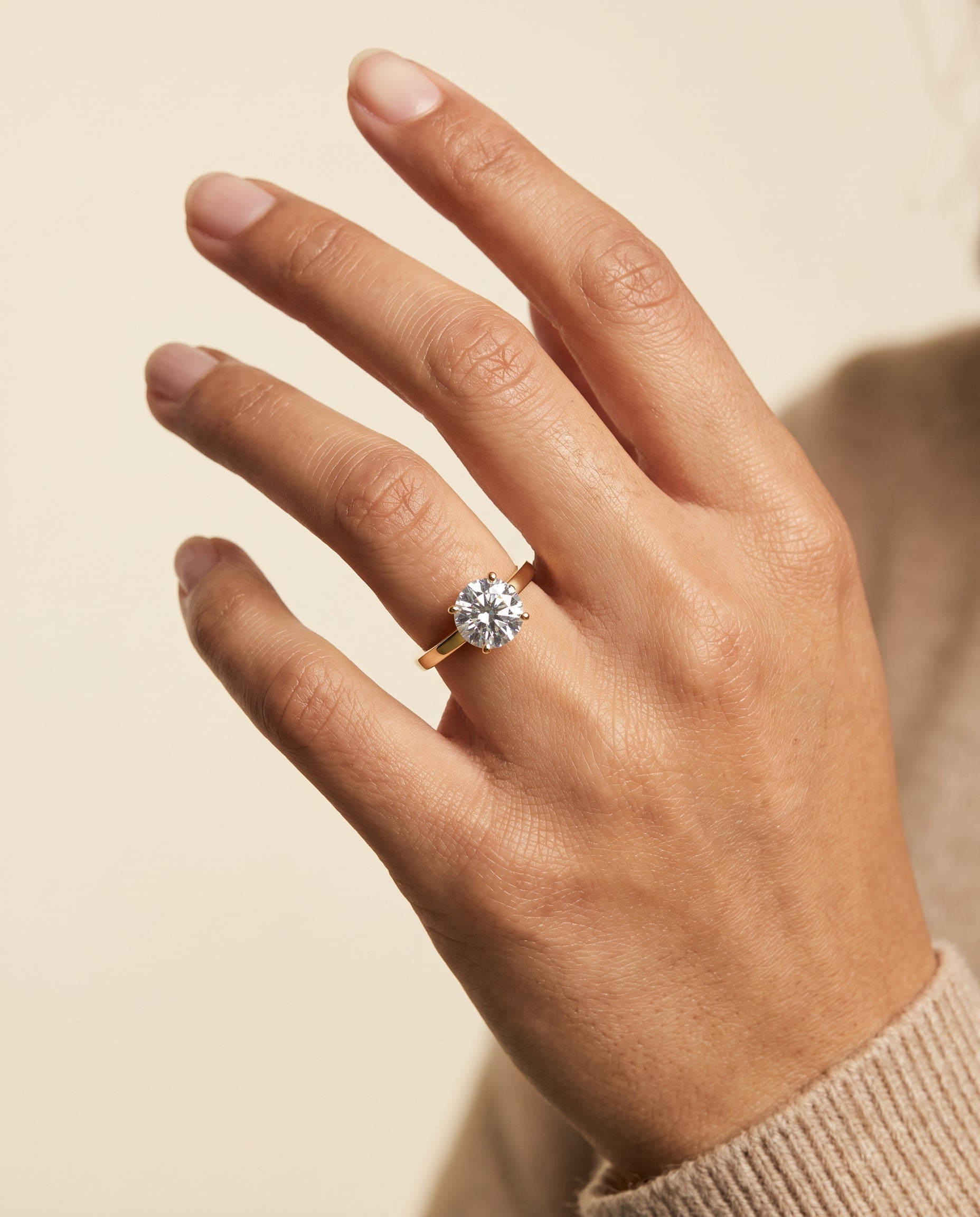 The Carmen engagement ring setting in 18K Yellow Gold, beveled edge comfort fit solitaire design | RockHer