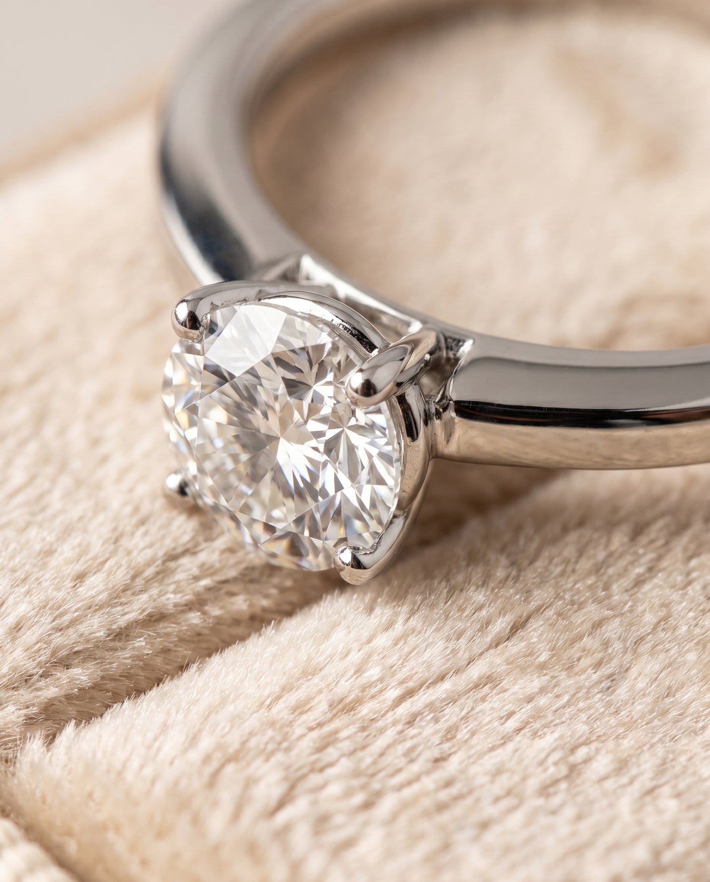 The Carmen Beveled Edge Comfort Fit Solitaire Round Engagement Ring Setting in Platinum