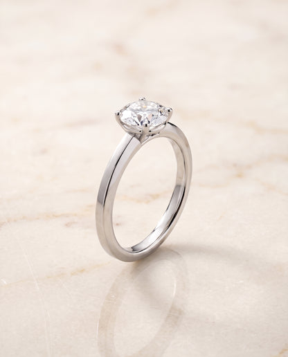 The Carmen Beveled Edge Comfort Fit Solitaire Round Engagement Ring Setting in Platinum