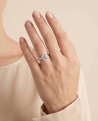 The Carmen Beveled Edge Comfort Fit Solitaire Round Engagement Ring Setting in Platinum