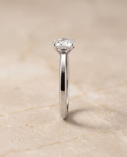 The Carmen Beveled Edge Comfort Fit Solitaire Round Engagement Ring Setting in Platinum