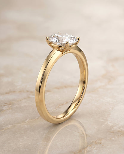 Carmen Select Solitaire Oval Lab Diamond Engagement Ring in 18K Yellow Gold, front view | RockHer