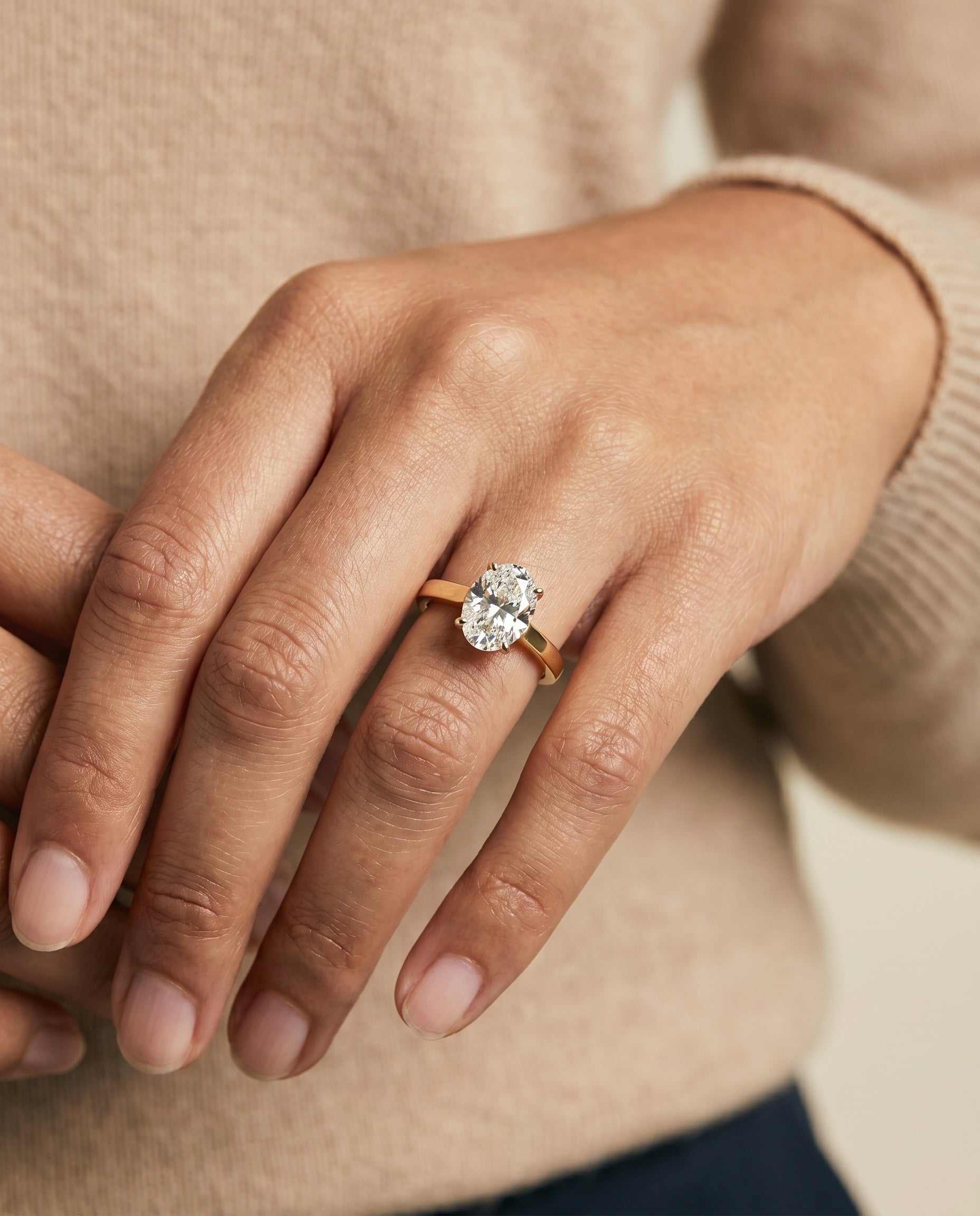 The Carmen engagement ring setting in 18K Yellow Gold, beveled edge comfort fit solitaire design | RockHer