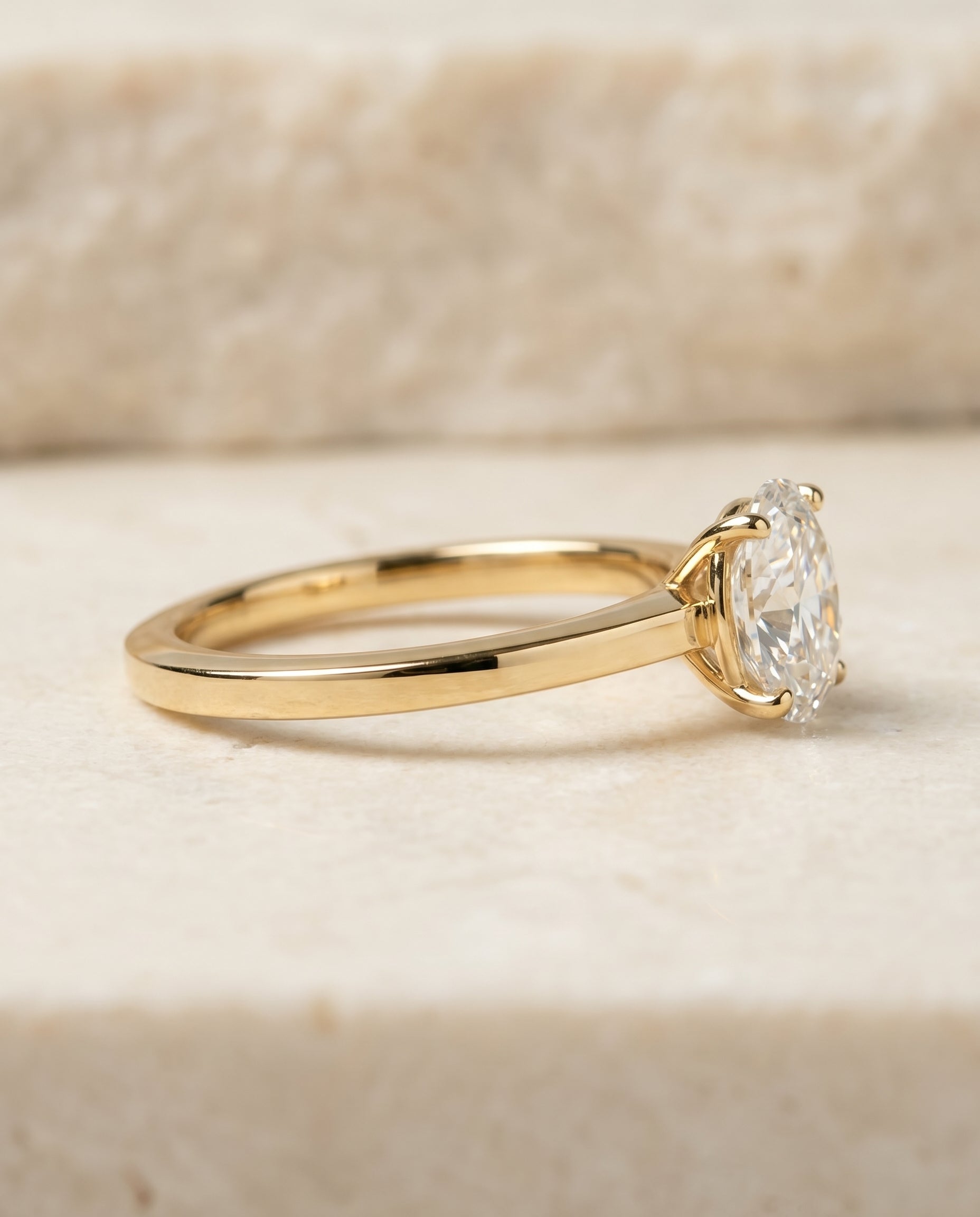 The Carmen setting for oval diamonds, made to order in 18K Yellow Gold | RockHer
