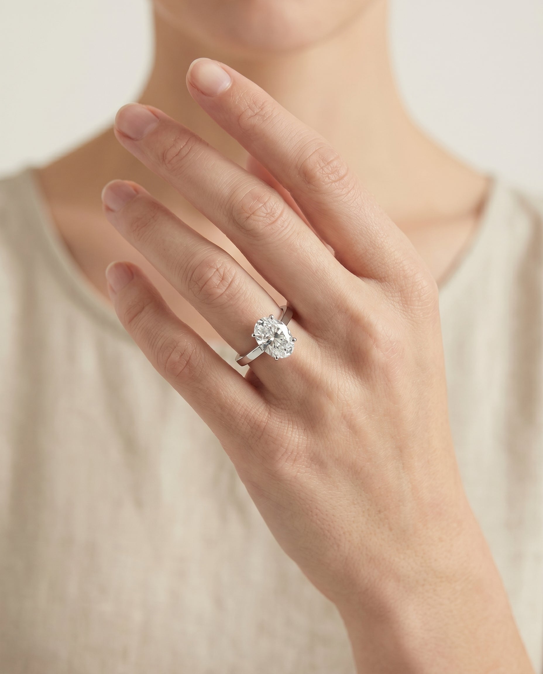 The Carmen engagement ring setting in Platinum, beveled edge comfort fit solitaire design | RockHer