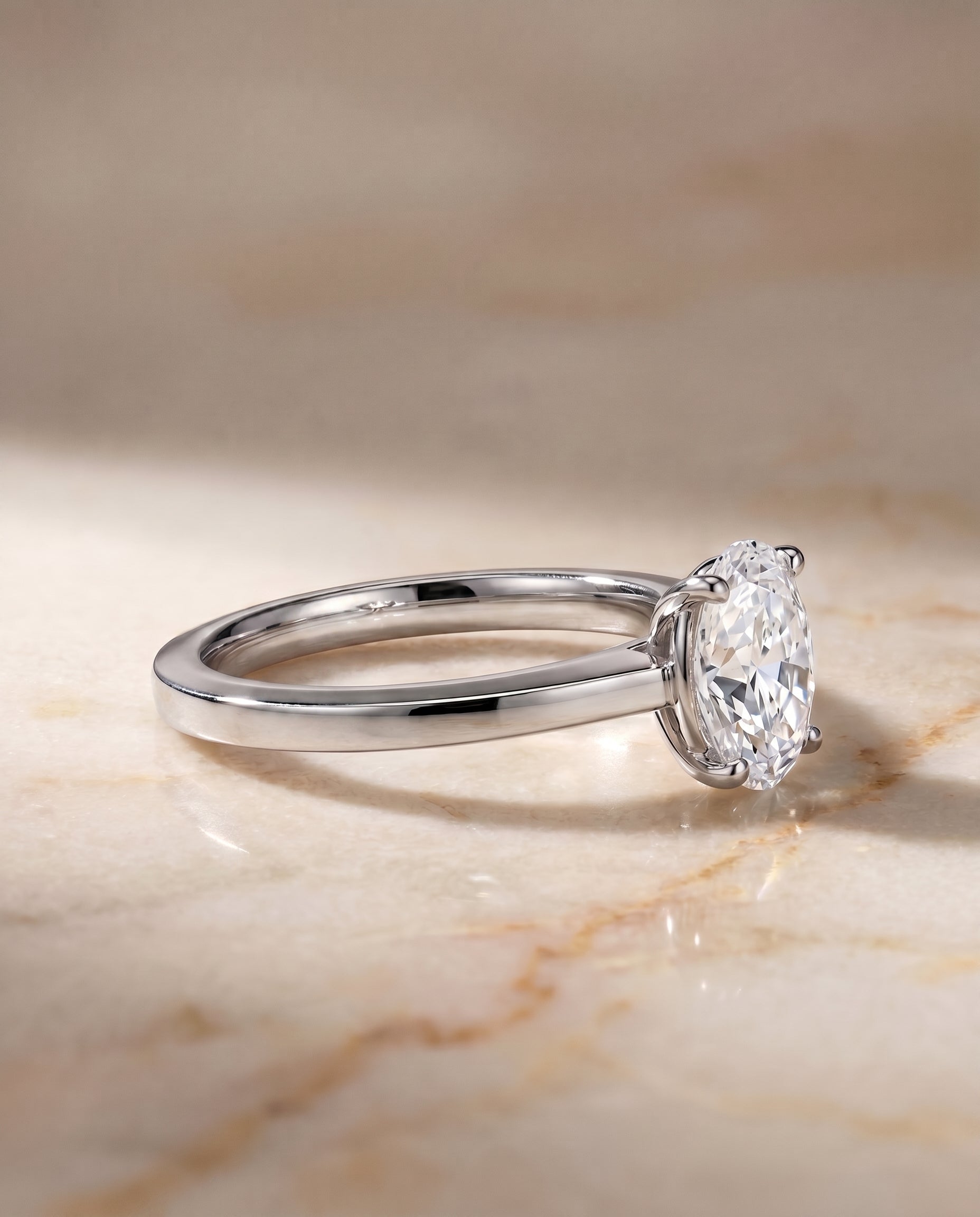 The Carmen setting for oval diamonds, made to order in Platinum | RockHer