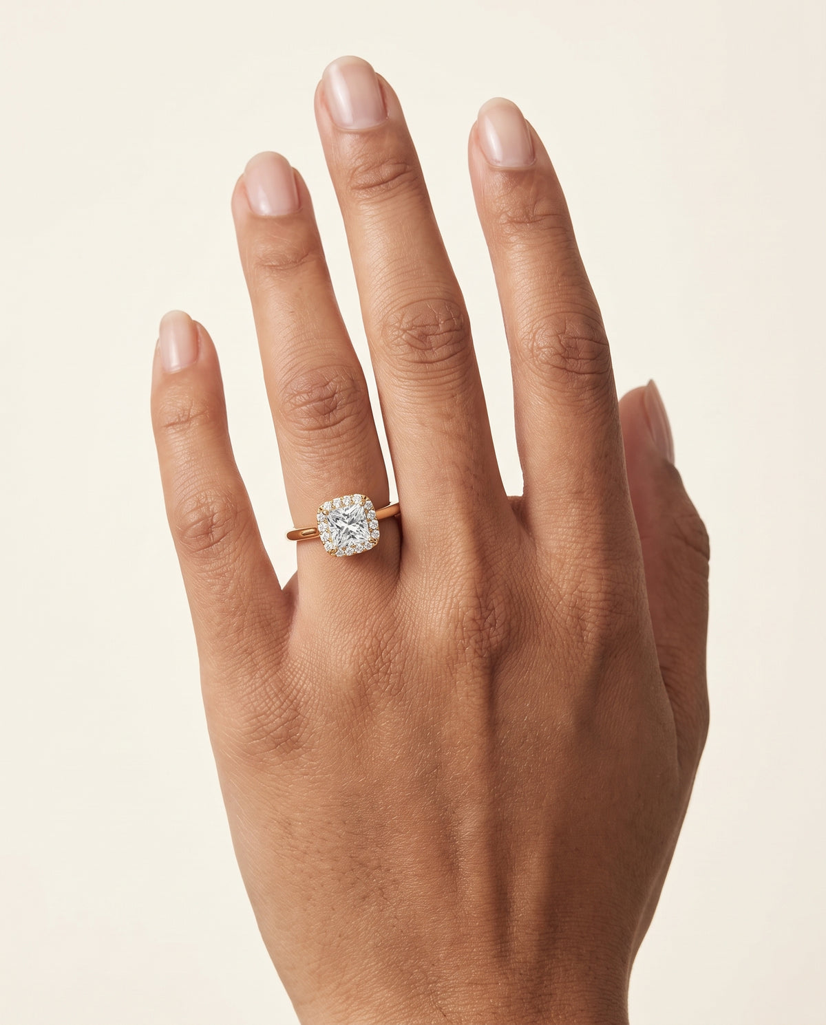The Carnie Classic Prong Diamond Halo Princess Cut Engagement Ring Setting in 18K Yellow Gold