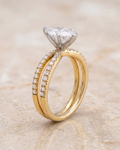 The Carole Two Row Pavé Split Shank Marquise Engagement Ring Setting in 18K Yellow Gold