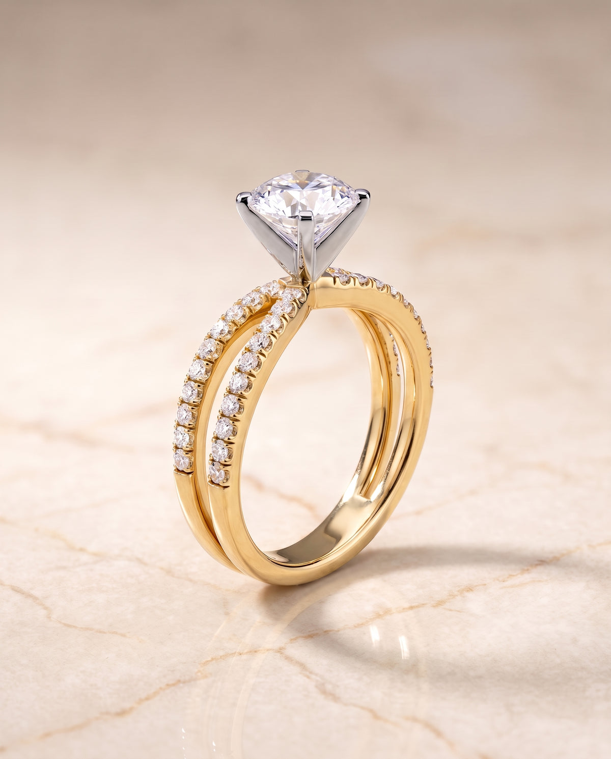 The Carole round engagement ring setting in 18K Yellow Gold | RockHer