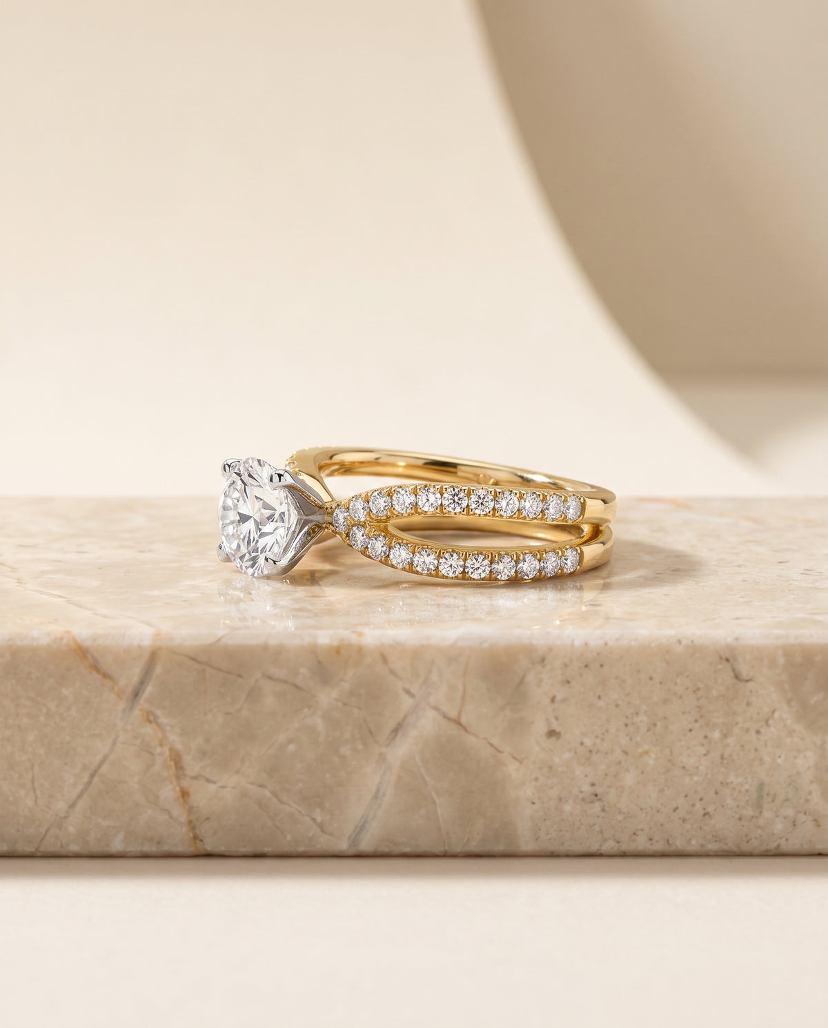The Carole setting for round diamonds, made to order in 18K Yellow Gold | RockHer