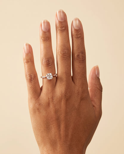 The Carrie Pavé Cushion Cut Engagement Ring Setting in 14K Rose Gold