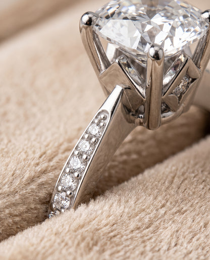 The Carrie Pavé Cushion Cut Engagement Ring Setting in 18K White Gold