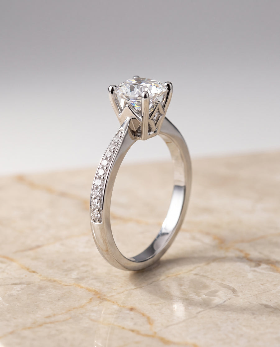 The Carrie Engagement Ring, made to order in our Los Angeles atelier